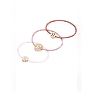 Lululemon Logo Hair Ties 3 Pack Blissful Pink / Red Clay / Rockwood / Gold